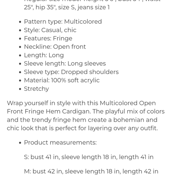 NWT BOHO LONG LENGTH BLACK CARDIGAN WITH FRINGE 3X(18/20) - Picture 2 of 4